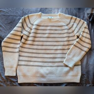 Striped Cream and Brown Men's Sweater
